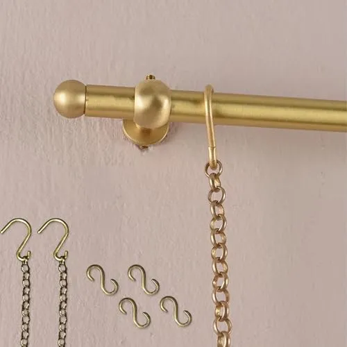 壁掛け ピクチャーレール 真鍮製 アートレール 複数対応 展示用 真鍮レール美術館 ショップ ディスプレイ 絵画掛け レール＆チェーン 高さ調整可 滑らかに移動 インテリア 油絵 写真立て 鏡 繰り返し使える ウォールガーダー(1.70m (66.9in