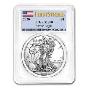 2020年 1ドル アメリカン シルバー イーグル MS70 PCGS - ファーストストライク