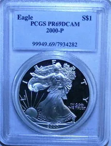 2000-P アメリカン シルバー イーグル プルーフ PR69DCAM PCGS DCAM
