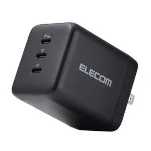 エレコム ELECOM 充電器 PD 100W / PPS対応 高速充電 3ポート USB-C ×3 GaN II採用 PSE認証 コンパクト 折りたたみ式プラグ ACDC-PD113100BK