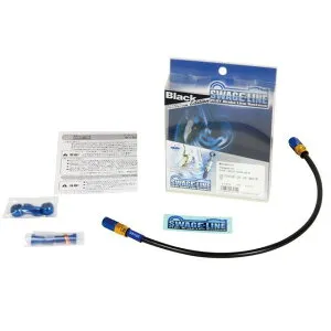 SWAGE-LINE フロントホースキット ホースエンド アルミ/ゴールド＆ブルー ホースカラー ブラック PAFB660 メーカー在庫あり スウェッジライン ブレーキホース・ケーブル類 ZEPHYR400/ZEPHYRX