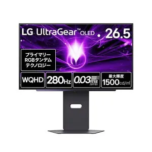 【VGP2026技術賞/金賞】ゲーミングモニターLGUltraGearOLED27GX700A-B26.5インチ/WQHD/280Hz/第4世代プライマリーRGBタンデム有機ELパネル/0.03ms/DCI-P3