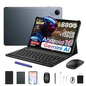 【数限定7000円OFF 6点セット】POCKAM P10PRO タブレット Android16 10インチ Gemini AI対応 120Hzディスプレイ 48GB RAM+128GB ROM+最大2TB拡張対応 8コアCPU 8800mAhバッテリー Widevine L1 Netflix対応 顔認証 GPS WPS内蔵