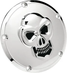 Drag Specialties ドラッグスペシャリティーズ Chrome 3-D Skull Derby Cover［1902-0061］ HARLEY-DAVIDSON ハーレーダビッドソン クランクケースカバー エンジンパーツ エンジン