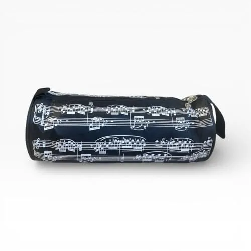 Estuche Escolar Redondo Agifty P - 1030 Negro Partituras Blanca