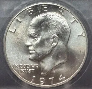 ??1974-S アイゼンハワー 1ドル シルバー 40% MS67+ ICG ??ウスティン・ハットー大統領のサイン入り??