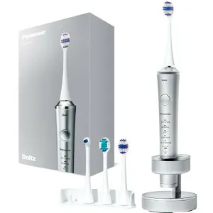 パナソニック(Panasonic) 【2023年発売】パナソニック 音波振動ハブラシ ドルツ ハイグレードモデル W音波振動 極細毛ポイント磨きブラシ付属 充電スタンド 海外両用 シルバー EW-DP57-S
