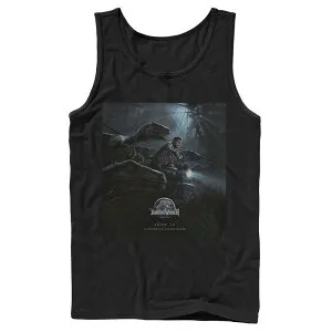 アニメキャラクター レディース トップス Tシャツ Licensed Character Men's Jurassic World Owen Ride Raptor Movie Poster Tank Top Black ブラック