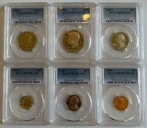1980 S US 6 コイン プルーフ セット ~ PCGS PR69DCAM ~ ($1-50C-25C-10C-5C-1C) ~ 在庫写真なし!