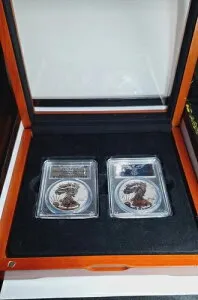 PCGS REV PR 69 2021-W-T1 & T2 シルバーイーグル デザイナーシリーズ 美しいケース付き