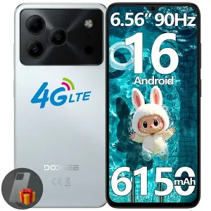 【数量限定4000円OFF】DOOGEE NOTE56 SIMフリー Android16スマホ 6.56インチ 90Hzディスプレイ24GB RAM+64GB ROM+最大2TB拡張 8コアCPU 6150mAh大容量バッテリー AI機能対応 4G LTE Wi-Fiモデル 顔認証・FMラジオ・GPS対