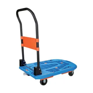 【2026年1月販売開始予定】樹脂台車 カルティオ 780X490 折畳 ブルー 樹脂ストッパー（金属ピン仕様）付 MPK-780-B-AJS 1台