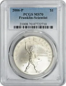 2006-P フランクリン・サイエンティスト記念銀貨 MS70 PCGS