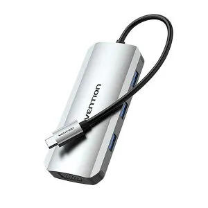 (LINEクーポン有)【個数：1個】TO-7989 直送 代引不可・他メーカー同梱不可 VENTION USB－C to HDMI／VGA／USB 3．0x3／PD ドッキングステーション グレー TO7989