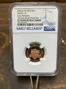 2020-S 1C リンカーン ペニー 米国造幣局 10 コイン プルーフ セット NGC PF 70 RD ウルトラ カメオ
