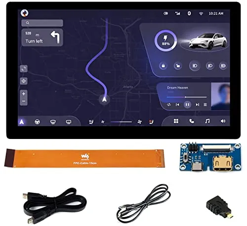 Waveshare Raspberry Pi/Jetson Nano/Windows/PC用 7インチ QLED タッチスクリーン 1024x600 静電容量式LCDディスプレイ 薄型軽量内蔵 Windows/Linux/Android対応