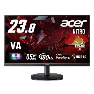 Acerゲーミングモニター23.8インチVAフルHD非光沢180Hz0.5msNTSC72%AMDFreeSyncHDR10HDMI2.0DisplayPortスピーカー・ヘッドフォン端子搭載Nitro