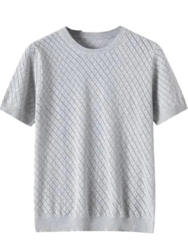 [Aecsoc] Tシャツ メンズ 半袖 夏服 コットン サマーニット ティーシャツ オシャレ トップス かっこいい 通気 吸汗 カットソー 大きいサイズ 人気 普段着 カジュアル 春 夏MRJY501(グレー,L)