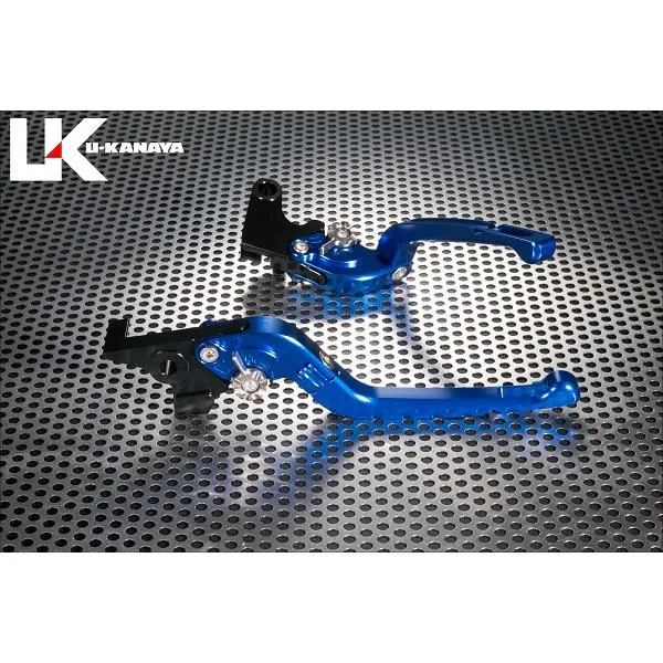 YZF-R1（09～14年） 可倒式Rタイプ アルミビレットレバーセット（ブルー） U-KANAYA