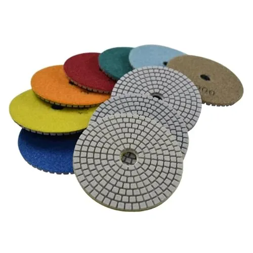 80mm-180mm ダイヤモンド研磨パッドウェットバッファディスク、大理石花崗岩コンクリート修理カウンタートップ石の研削に対応(500,10 PCS_7 INCH)