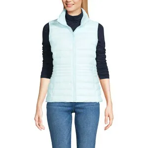 ランズエンド レディース アウター ジャケット・ブルゾン ベスト ダウン Women's Lands' End Wanderweight Packable Down Vest Soft Ice Blue ブルー