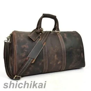 短納期 ボストンバッグ メンズ 本革 アンティーク風 本革 トラベルバッグ 修学旅行 厚みレザー ブラウン 60cm 出張 帰省 林間 Big travel bag ホワイトデー