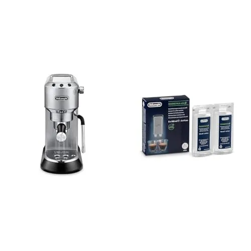 【セット買い】De'Longhi (デロンギ) エスプレッソメーカー デディカ アルテ EC885J-M カプチーノ ラテアート エスプレッソマシン 二重構造スチーム管 スリムデザイン 充実の付属品 [メタルシルバー] デロンギファミリー登録で3年保証 +