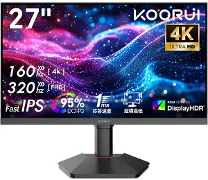 KOORUI｜クールイ ゲーミング液晶ディスプレイ(27型/Fast IPS/4K UHD 3840×2160/320Hz/1ms/HDR400/HDMI/DP1.4/VESA)(ブラック) G2741L