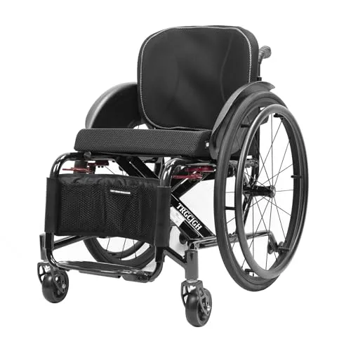 TRGCJGH 軽量アルミ製 自走型 折りたたみ 車いす コンパクトスポーツ車椅子、 外出用 旅行用 車イス 外出用 持ち運び易い 手押し車(Size:38cm/14.9in Seat,Color:Black)