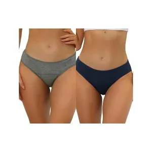 アレグラ ケー レディース アンダーウェア パンツ プラスサイズ ALLEGRA K 2 Packs Women's Underwear Mid-waisted Hipster Panties Available In Plusize Gray Navy Blue グレー