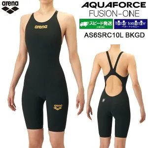 アリーナ arena 競泳水着 レディース WA承認 AS6SRC10L ブラック×ゴールド BKGD ハーフレッグ AQUAFORCE FUSION-ONE /2026FW