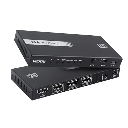 Cable Matters HDMI 2.1オーディオエクストラクター eARC、ドルビーアトモス、DTS、HDMIからTV用光学アダプター、アンプ、Sonos、Samsungサウンドバーで動作、光学用最大5.1 Ch、PS3なし、Xbox 360対応