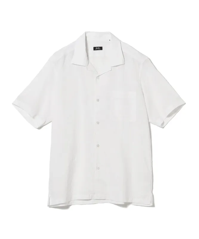 リネンコットン オープンカラー ショートスリーブシャツ シャツ・ブラウス MEN WHITE/0001 XL
