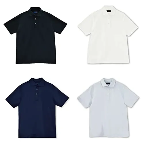 [§ＳＨＩＭＡＮＴＯ＼ＪＡＰＡＮ∞清流] ポロシャツ メンズ 半袖 日本製 鹿の子 吸水速乾 ビジネス ワイドカラー 2020-P1 サックス LL