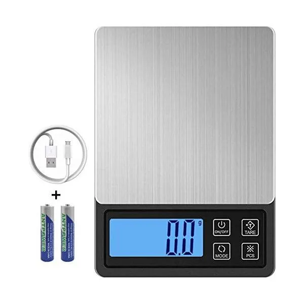Feadem USB Rechargeable Digital Kitchen Scale, 3000g/0.1g High Accuracy Precision Multifunction Food Meat Weed Jewelry Scale with HD Back-Lit LCD Disp