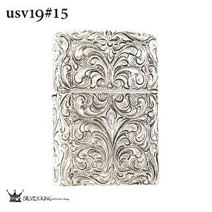 シルバーキング Zippo 純銀ジッポーライター Silver King USV19(No.15) ハイポリッシュ・ミラー スターリングシルバー 925 手彫り 彫刻 高級 喫煙具 コレクション アウトドア キャンプ グッズ ギフト
