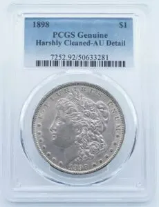 1898年製モルガン1ドル硬貨 PCGS 正規AU詳細 - C528
