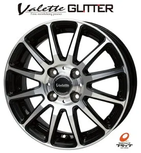 送料無料 4本セット ホイールのみ ホットスタッフ ヴァレット グリッター Valette GLITTER ブラックポリッシュ 14インチ 5J インセット+38 4穴 PCD100 JWL-T プロボックス サクシード ADバン