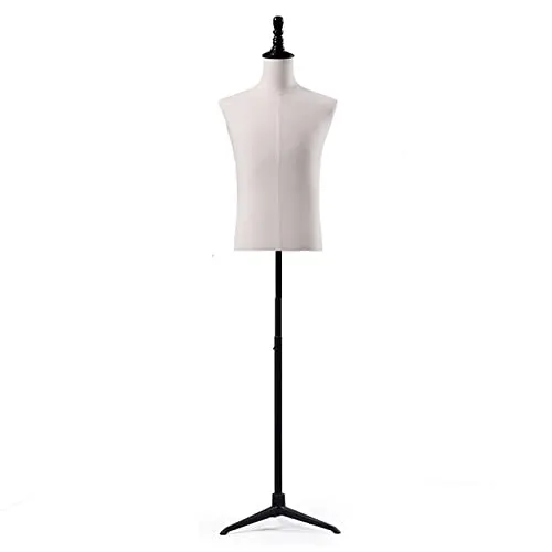 金属三脚スタンド付き白いマネキントルソーボディ、57-76インチの大人用マネキンドレスフォームダミーマネキン、スーツ/衣類ディスプレイ用 (Color : Black, Size : No arm)