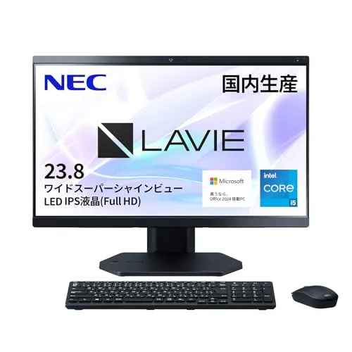 NEC LAVIE 国内生産 デスクトップパソコン 24秋冬LAVIE Direct A23 23.8型 インテルR Core? i5-1335U プロセッサー 16GB 1TB SSD MS Office 2024搭載 ファインブラック DVDスーパーマ