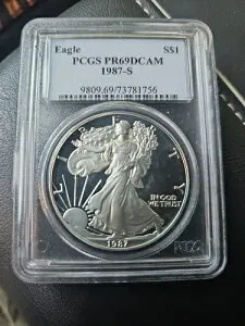 ????????1987 S PR69DCAM アメリカン プルーフ シルバー イーグル .999 PCGS ????????????????