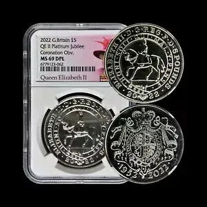 イギリス。 2022、5 ポンド - NGC MS69 - エリザベス 2 世、プラチナ ジュビリー、DPL