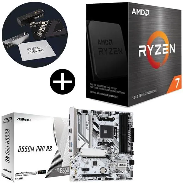 国内正規品 AMD Ryzen 7 5700X W/O Cooler CPU + ASRock B550M Pro RS マザーボード + ASRockオリジナルマウスパッド セット