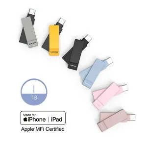 iXflash Type-C ＆ Type-A USBメモリ MFi認証 iPhone iPad Android 対応 カラフル版 128GB 256GB 512GB メモリスティック バックアップ USB メモリ データ保存 USBメモリー バックアップ USBスティック 写真保存 【