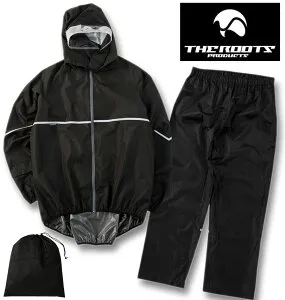 大きいサイズ メンズ THE ROOTS リュックイン レインスーツ DX ブラック×ブラック 3L 4L 5L 6L 7L 8L 送料無料