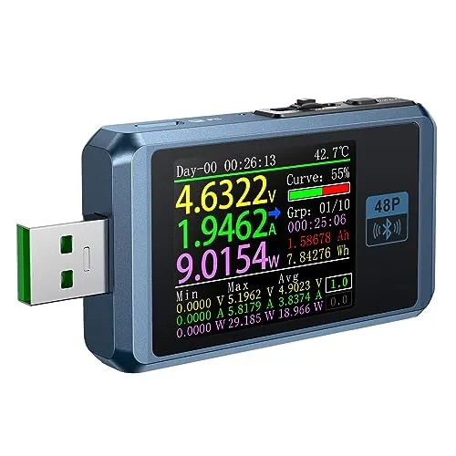 ワットチェッカー FNB48P USB 電流電圧テスター PD トリガー QC4.0 + PD3.0 2.0 TYPE-C 急速充電検出容量テスト 1.77 インチ USBチェッカー(Without bluetooth)