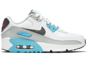 今だけ【1000円クーポン】発行中!!Nike GS エア マックス 90 レーザー ホワイト/クローリーン ブルー Air Max 90 Leather White Chlorine Blue (GS) ナイキ CD6864-108 エア マックス 90 レーザー 19SX-20220918105749-025