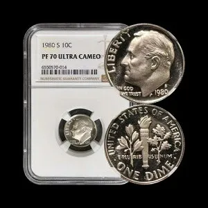 アメリカ合衆国 1980年 10セント - NGC PF70 - トップポップ ?? ルーズベルトダイム 14