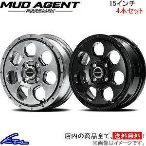 ハスラー MR52S MR92S アルミホイール MID ロードマックス マッドエージェント【15×4.5J 4-100 INSET45】マルカサービス ROADMAX MUD AGENT 15インチ 4穴 +45 インセット45 HUSTLER 車用ホイール 1本 4本セット 1