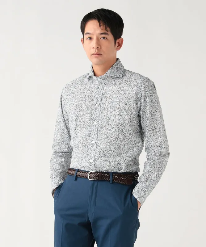 シアサッカー プリント カッタウェイカラーシャツ シャツ・ブラウス MEN WHITE L